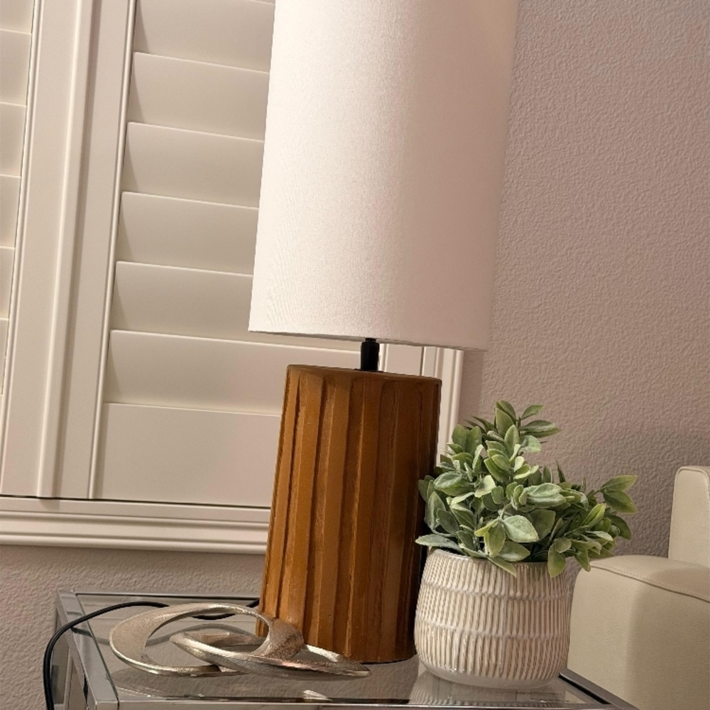 Modern White and Brown Table Lamp - Picture 2 of 7